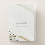 Chic Abstract Ivory Gold Black Grey Stone Texture Pocket Folder