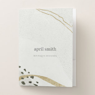 Chic Abstract Ivory Gold Black Grey Stone Texture Pocket Folder