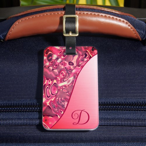 Chic Abstract Magenta Red Pink Colors Monogram Luggage Tag