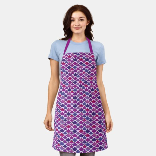 Chic Abstract Mermaid Scale Pattern In Pink Apron