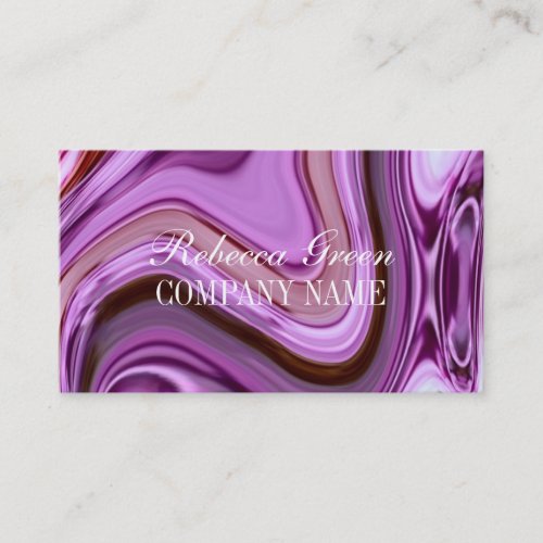 chic abstract Metallic Purple Swirls beauty salon Business Card