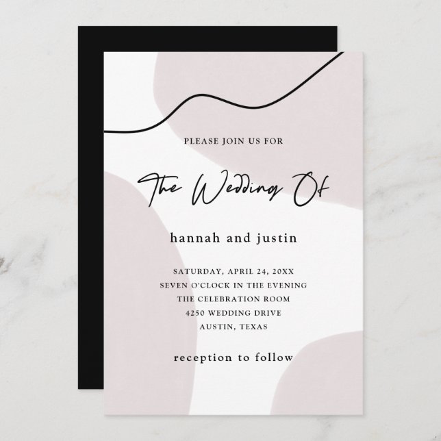 Chic Abstract Neutral | Modern Watercolor Wedding Invitation (Front/Back)