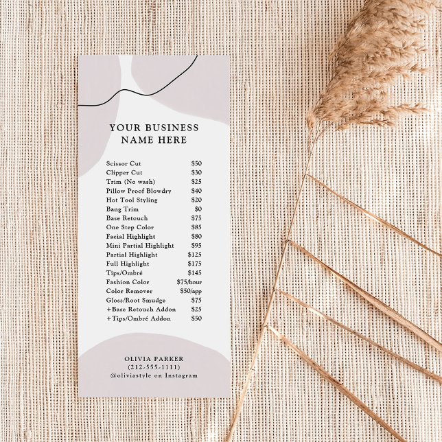 Chic Abstract Neutral | Price List Service Menu (Creator Uploaded)