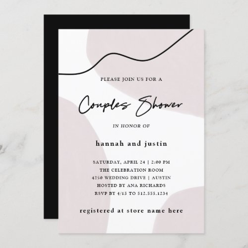 Chic Abstract Neutral  Watercolor Couples Shower Invitation