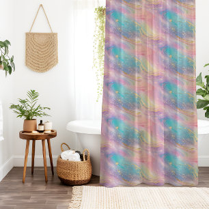 Chic Abstract Pastel Glitter Color Pattern Shower Curtain