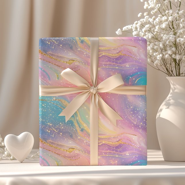 Chic Abstract Pastel Glitter Color Pattern Wrapping Paper (Creator Uploaded)