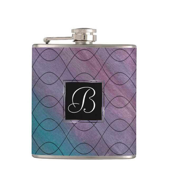 Chic Abstract | Pink Teal Blue Turquoise Purple Flask (Front)