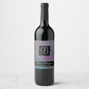 Chic Abstract Pink Teal Blue Turquoise Purple Wine Label