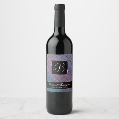 Chic Abstract  Pink Teal Blue Turquoise Purple Wine Label