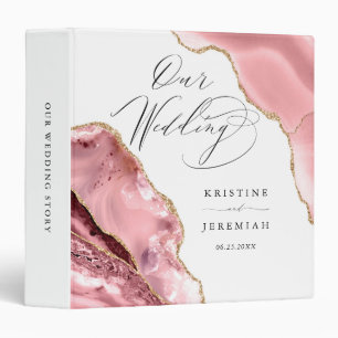 Chic Abstract Rose Gold Glitter White Wedding 3 Ri 3 Ring Binder