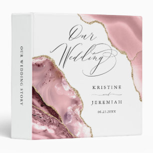 Chic Abstract Rose Gold Glitter White Wedding 3 Ri Ring Binder