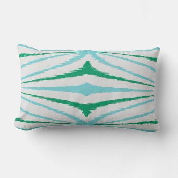 Chic Abstract Stripes Green Turquoise Ikat Pillow by TintAndBeyond at Zazzle