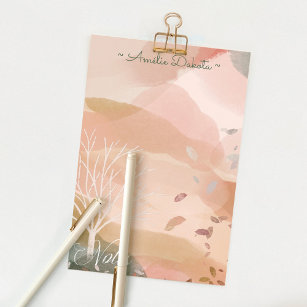 Chic Abstract Watercolor Autumn Tree Custom Name  Post-it Notes
