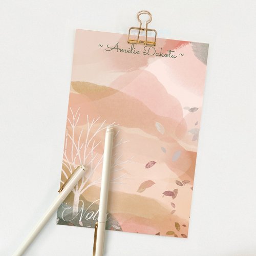 Chic Abstract Watercolor Autumn Tree Custom Name  Post_it Notes