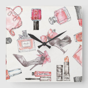 Chic Accents   Watercolor Fashion Square Wall Clock