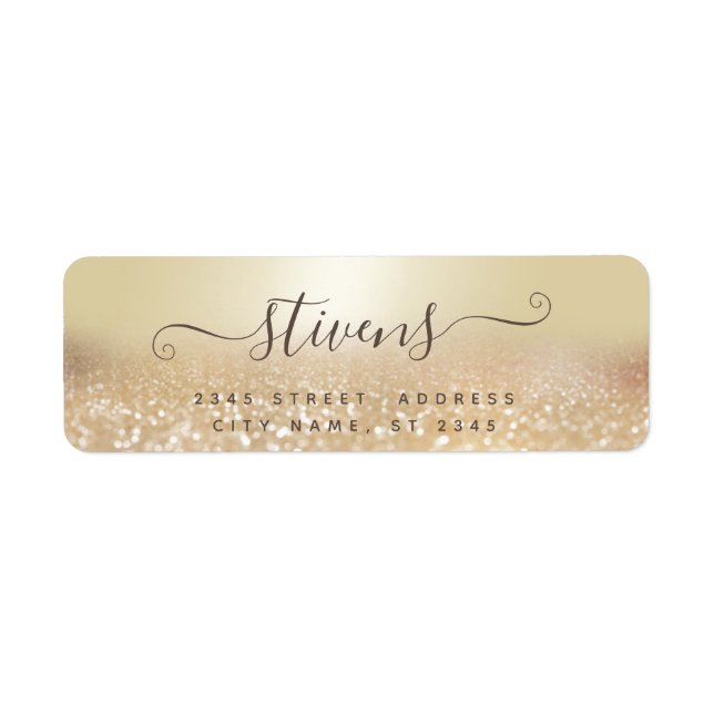 Chic adorable script gold glittery family label (Front)