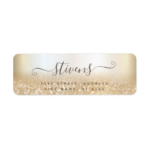 Chic adorable script gold glittery family label