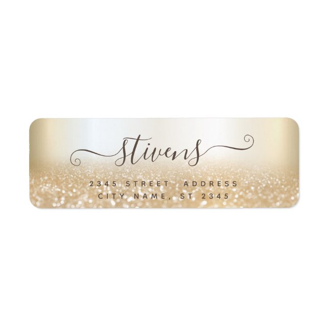 Chic adorable script gold glittery family label (Front)