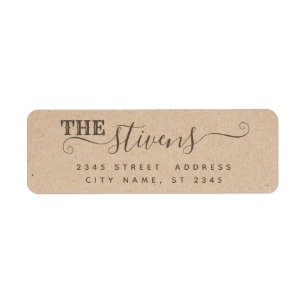 Chic adorable script minimalist cardboard family label