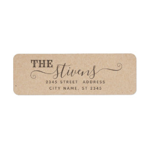 Chic adorable script minimalist cardboard family label