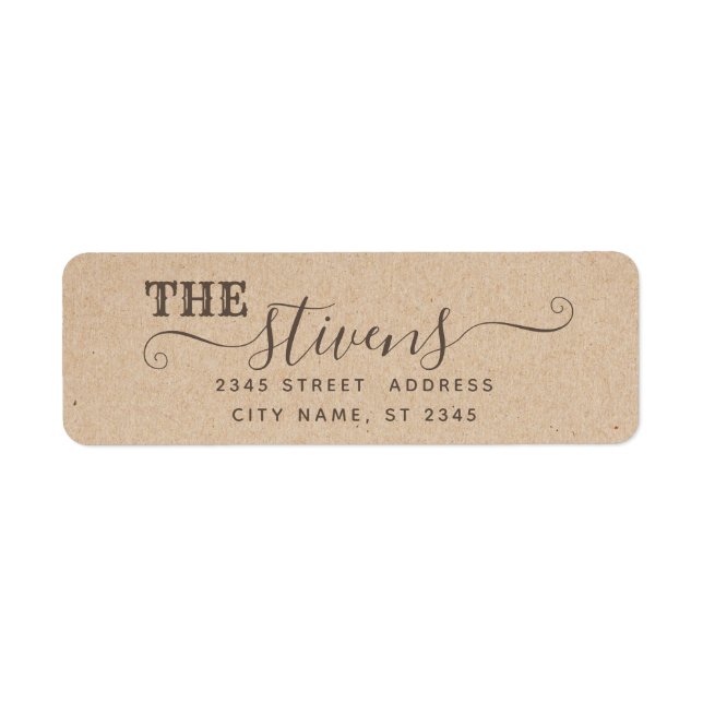 Chic adorable script minimalist cardboard family label (Front)