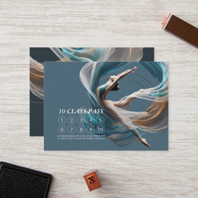 Chic Aerial flying Air Yoga Instructor Class Pass Loyalty Card (Front/Back In Situ)