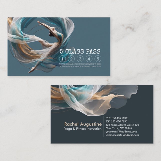 Chic Aerial flying Air Yoga Instructor Class Pass Loyalty Card (Front/Back)