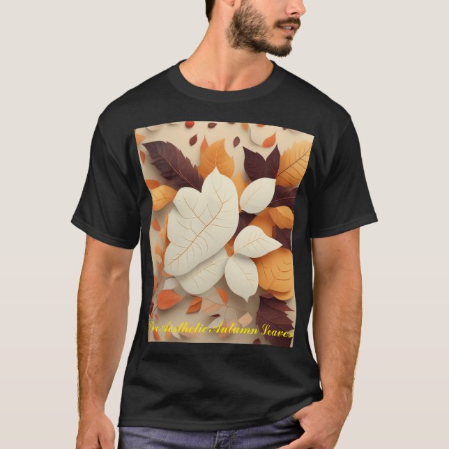 Chic Aesthetic Autumn Leaves T-Shirt (Front)