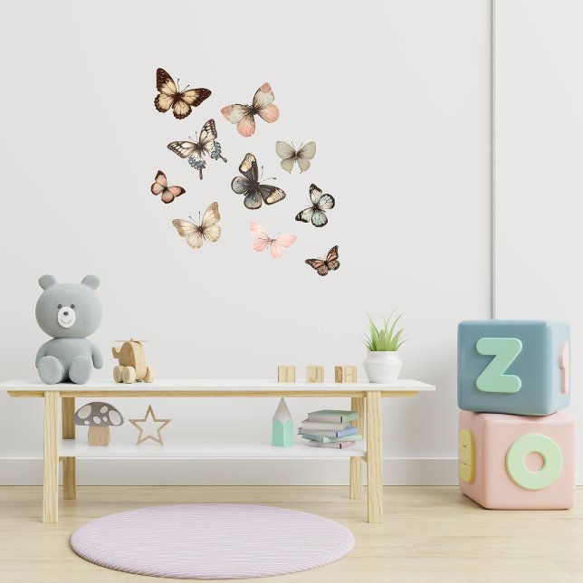Chic Aesthetic Blush Whimsical Butterflies Wall Decal (Enchanting butterfly decals to transform your nursery into a whimsical wonderland!)