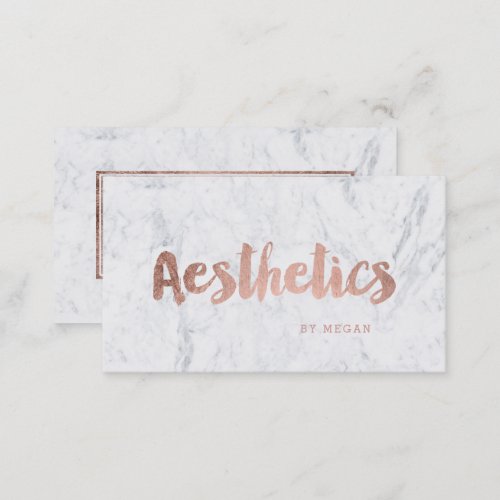 Chic aesthetics modern rose gold typography marble business card