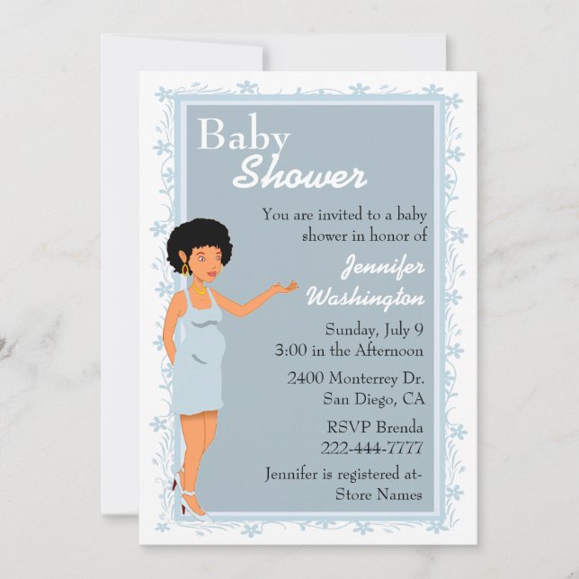 Chic African American Baby Boy Shower Invitation (Front)