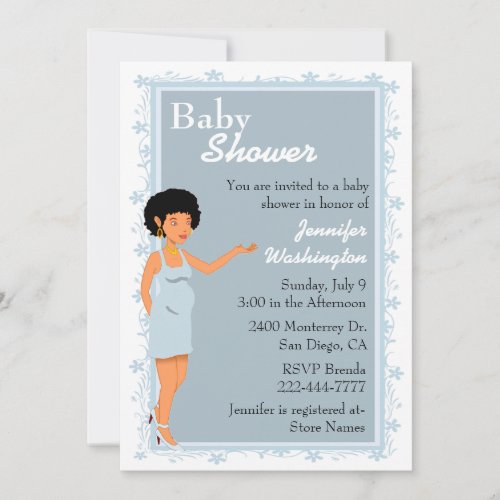 Chic African American Baby Boy Shower Invitation