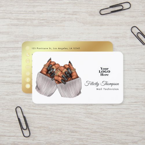 Chic African American Nail Salon Branding Design Business Card