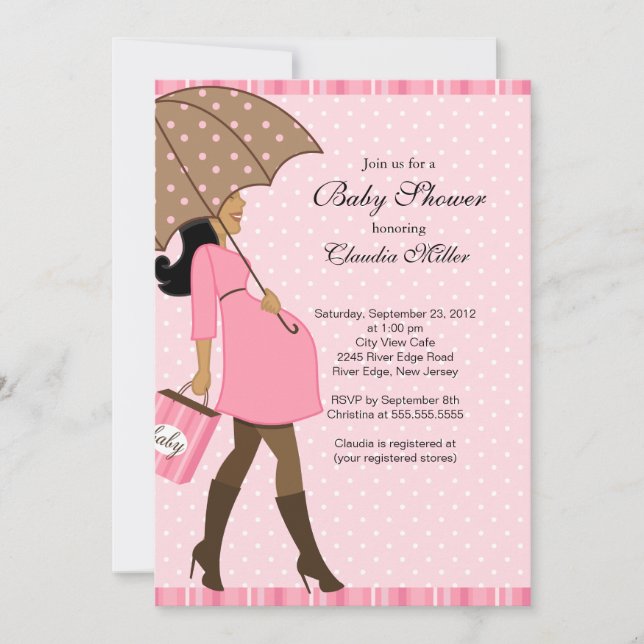 Chic African American Pregnant Mom Baby Shower Invitation (Front)