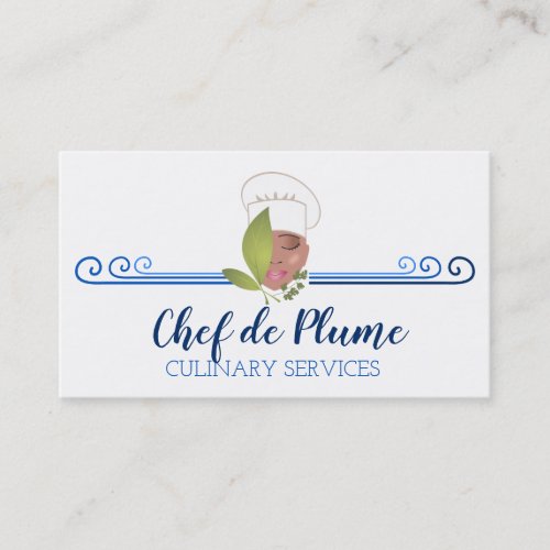 Chic African American woman chef business card