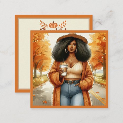 Chic African American Woman Thanksgiving  Fall Note Card