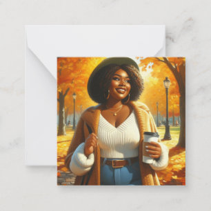 Chic African American Woman Thanksgiving Fall Note Card