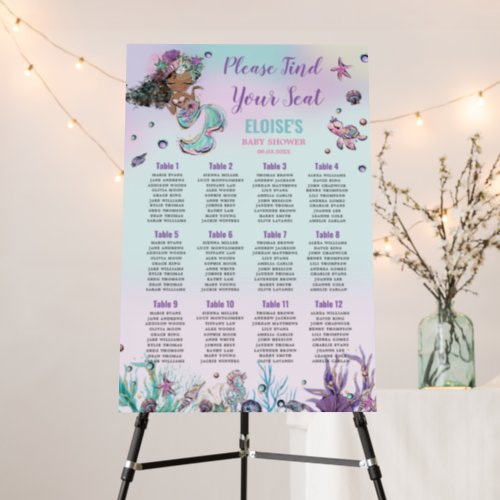 Chic African Mermaid Under the Sea Seating Chart  Foam Board