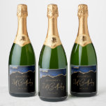 Chic Agate Geode Blue Gold 21st Birthday Party Sparkling Wine Label<br><div class="desc">These chic 21st birthday sparkling wine bottle labels feature a watercolor image of an agate geode in shades of blue with faux gold glitter highlights. The words "21st Birthday" appear in faux gold glitter in a decorative modern handwriting font. Customize it with the name of the honoree and the date...</div>