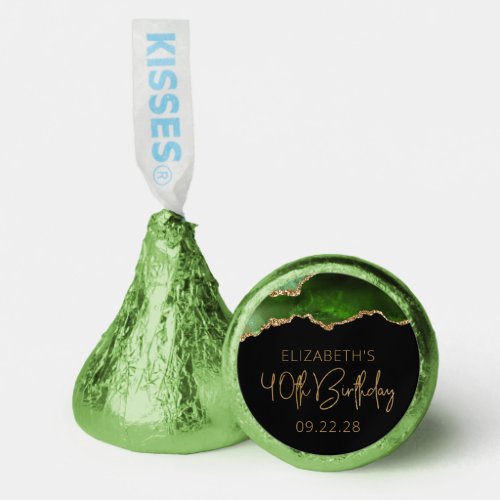 Chic Agate Geode Green Gold 40th Birthday Party Hersheys Kisses