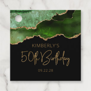 Chic Agate Geode Green Gold 50th Birthday Party Favor Tags