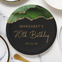Chic Agate Geode Green Gold 70th Birthday Party