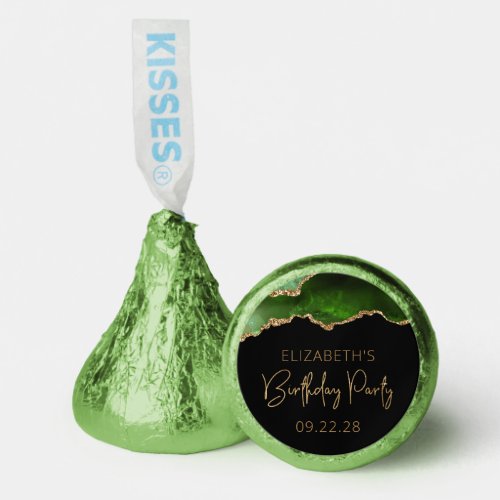 Chic Agate Geode Green Gold Birthday Party Hersheys Kisses