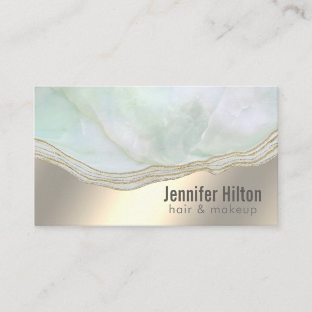 Chic agate geode professional  gold foil business card (Front)