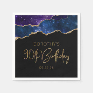 Chic Agate Geode Starry Gold 90th Birthday Party Napkins