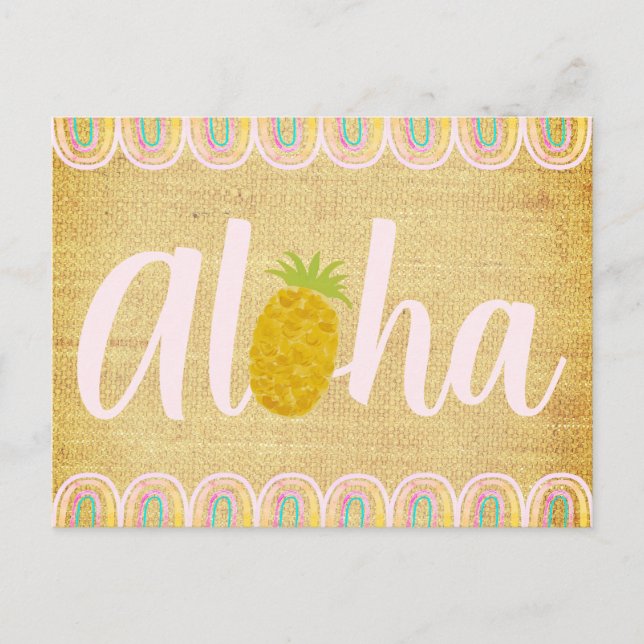  Chic Aloha Pineapple Invitation Postcard (Front)