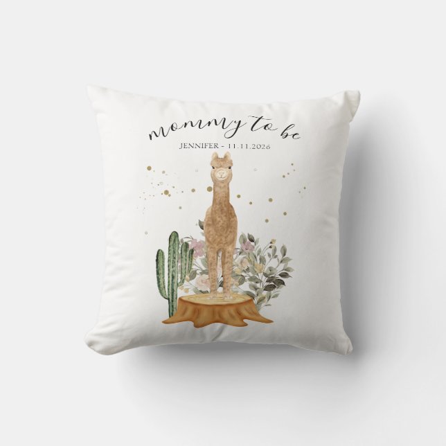 Chic Alpaca Mommy to Be Throw Pillow (Front)