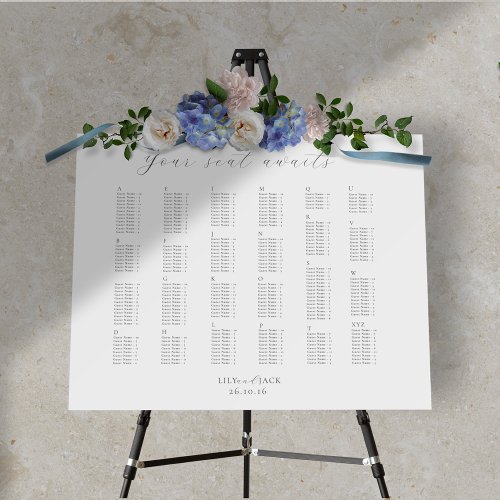 Chic Alphabet Wedding Seating Chart Foam Boards