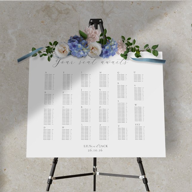 Chic Alphabet Wedding Seating Chart Foam Boards (Creator Uploaded)