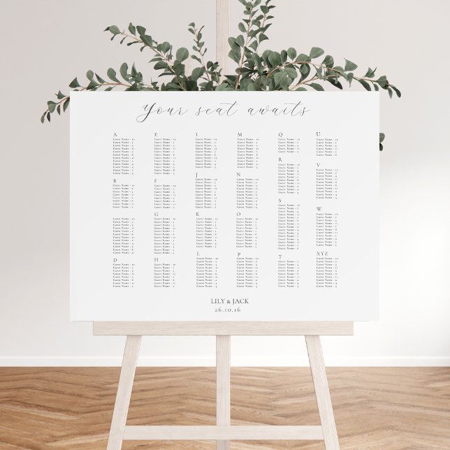 Chic Alphabet Wedding Seating Chart Foam Boards (Creator Uploaded)